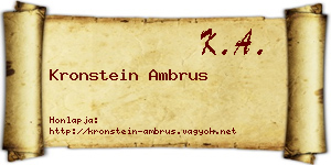 Kronstein Ambrus névjegykártya